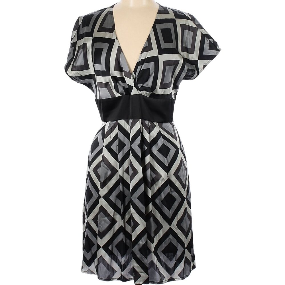 LAST CHANCE - Express Silk Satin Geometric Dress, M